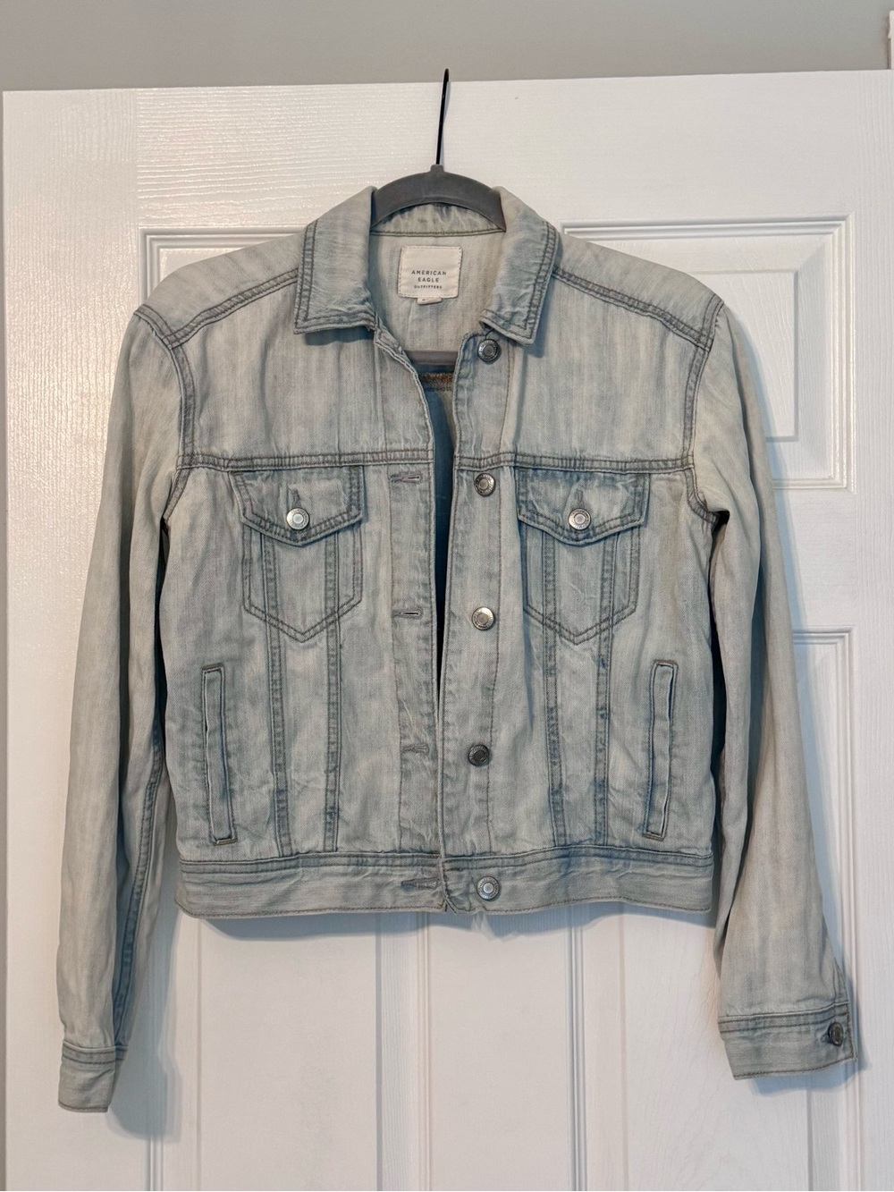 American Eagle Outfitters Faded Light Blue Denim Jacket